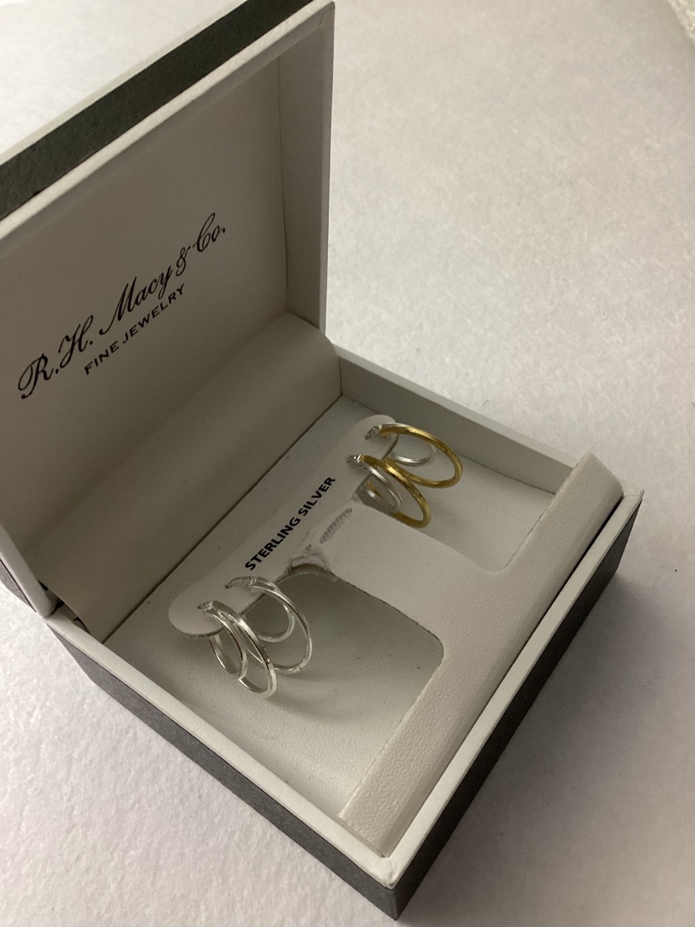 R.H. Macy & Co. Sterling Silver & Gold Tone Hoop Earrings Set